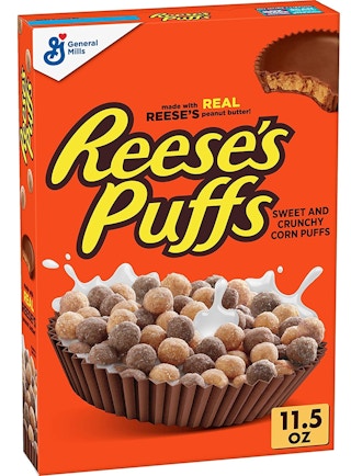 A box of Reese's Puffs cereal.