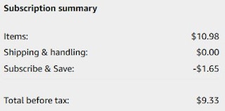 An Amazon subscription summary ending in $9.33.