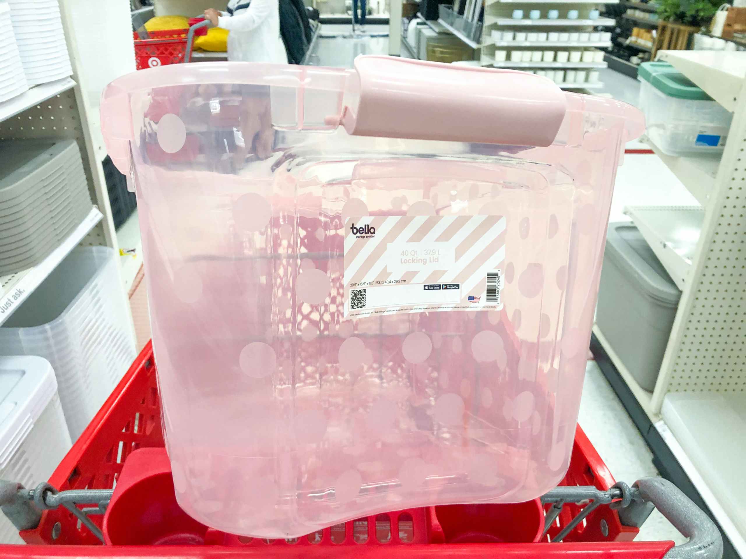 pink bin in Target shopping cart