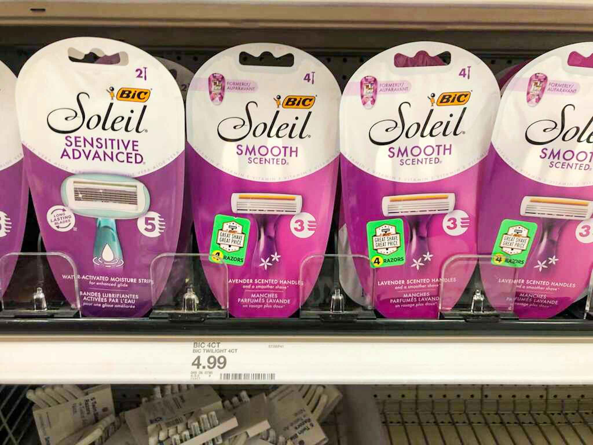 bic soleil razors on a target shelf