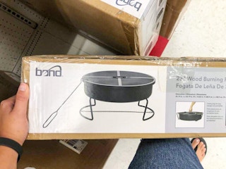 portable wood burning fire pit on a target shelf