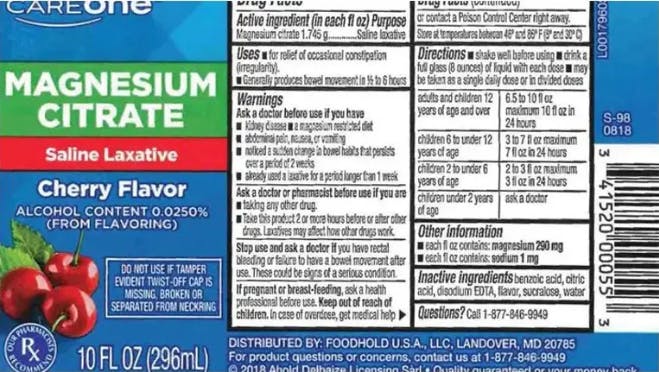 CVS laxative product recall
