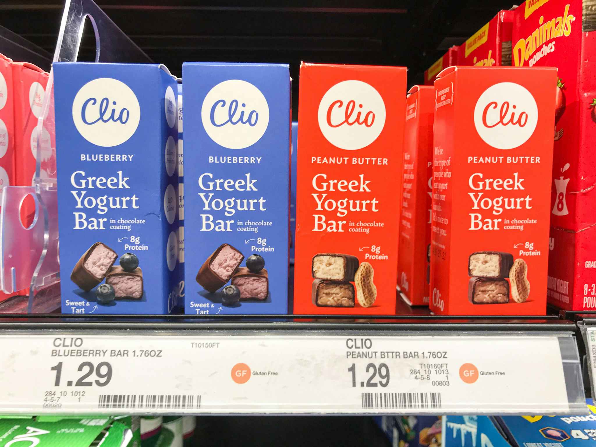 clio greek yogurt bars on a target shelf