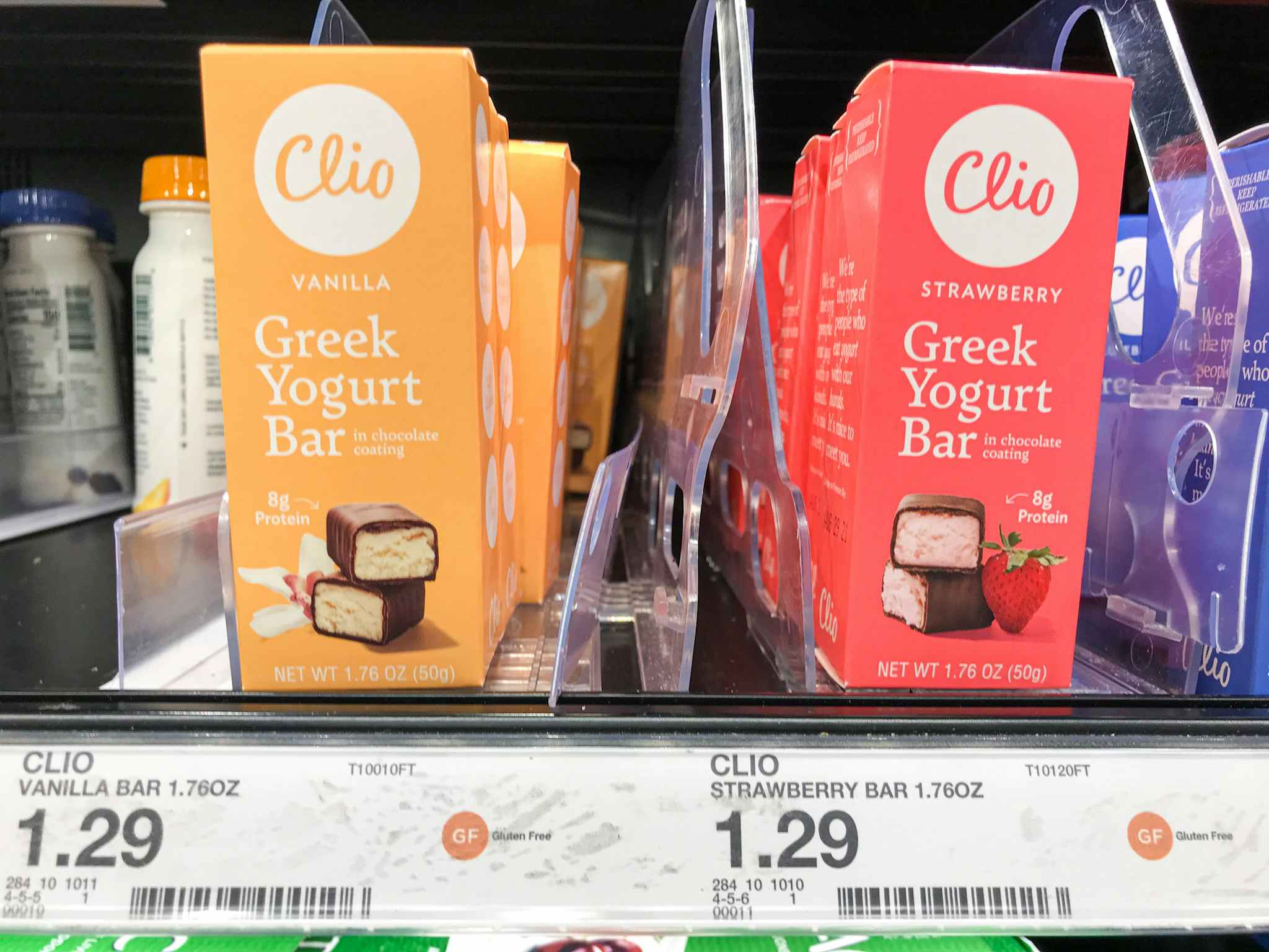 clio greek yogurt bars on a target shelf