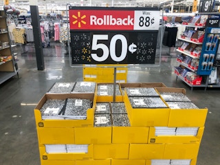 Walmart display of $0.50 composition notebooks