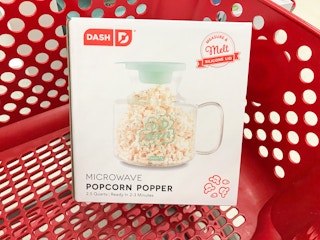 dash microwave popcorn popper in a target cart