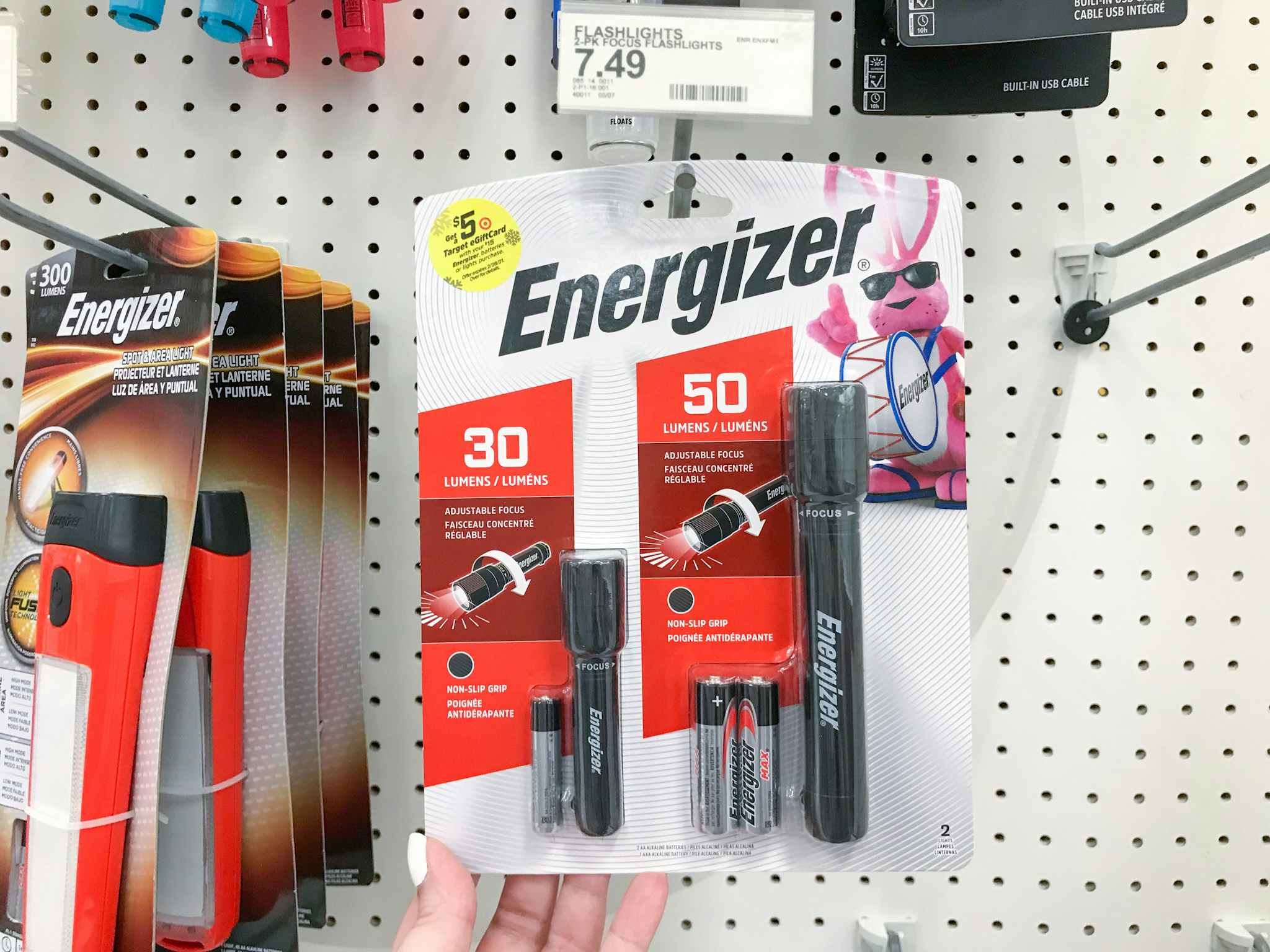 energizer 2-pack of flashlights on a target shelf