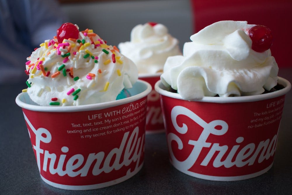 Cups of ice cream from Friendly's restaurant