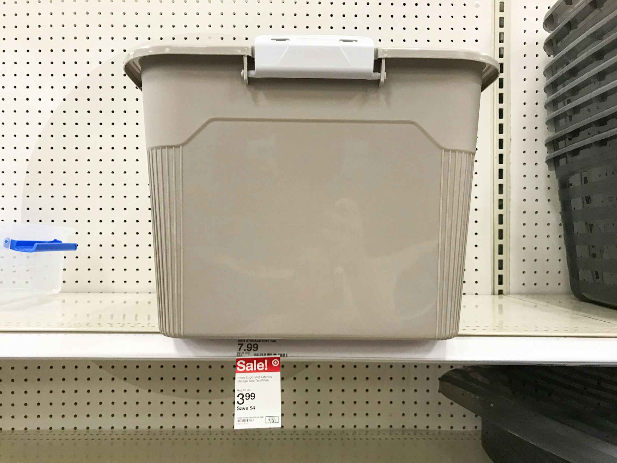 home logic latching storage tote on a target shelf