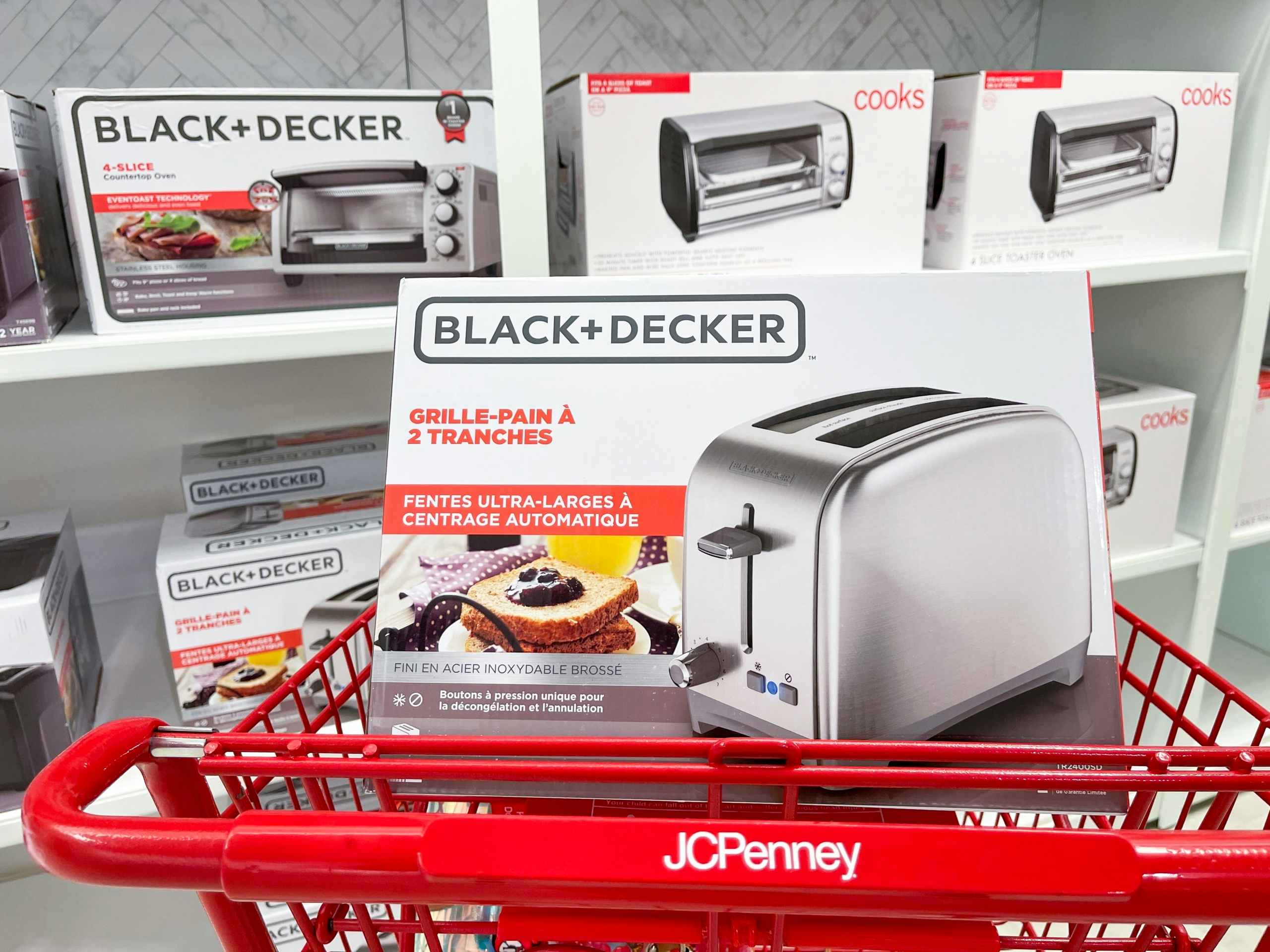 black and decker kitchen appliances in cart
