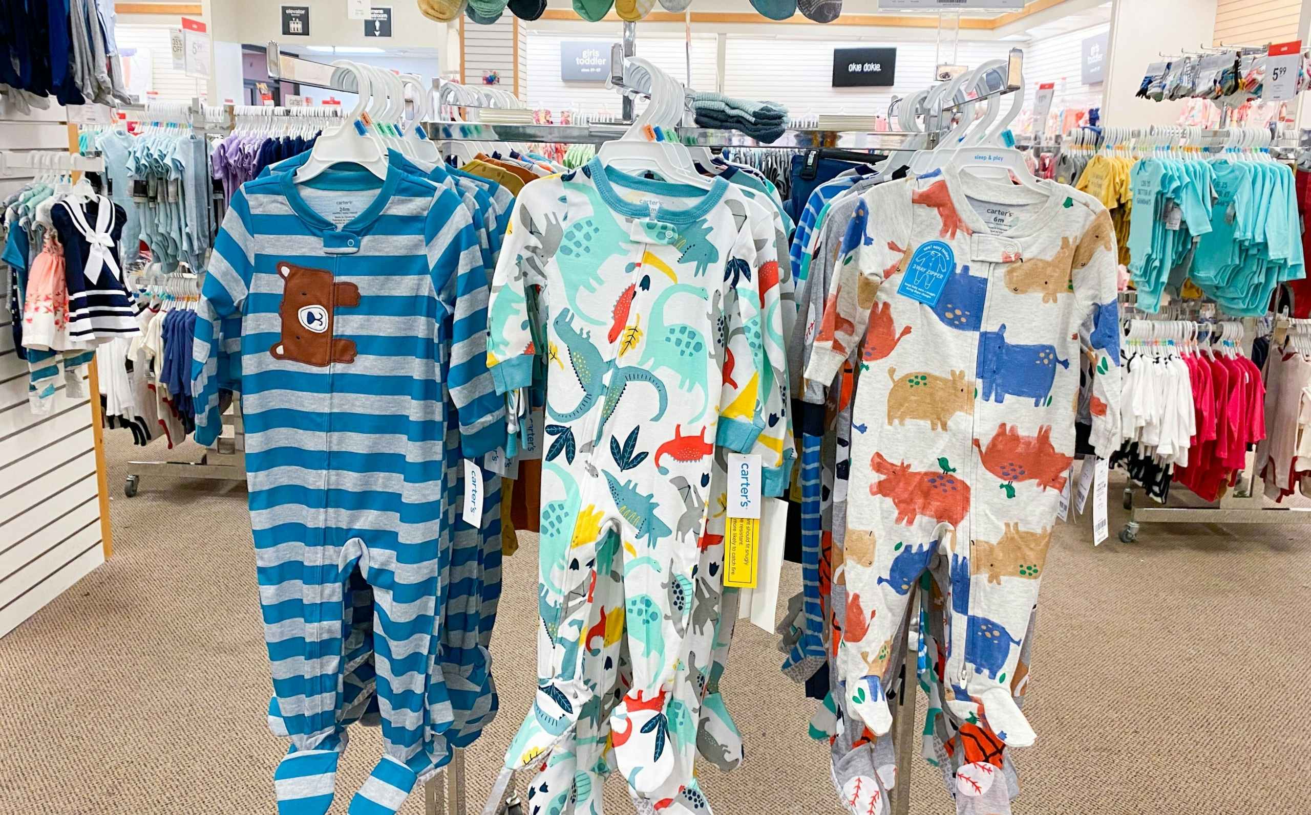 Carter's Pajama Sets on rack