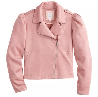 kohls Women's LC Lauren Conrad Puffed-Sleeve Moto Jacket stock image 2021
