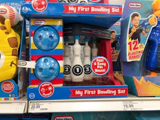 little tikes my first bowling set on a target shelf