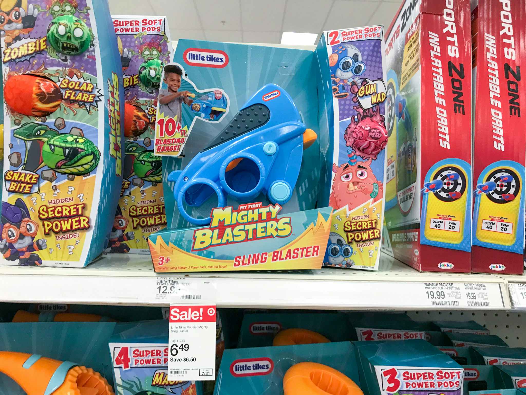 little tikes mighty blasters on a target shelf
