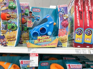 little tikes mighty blasters on a target shelf