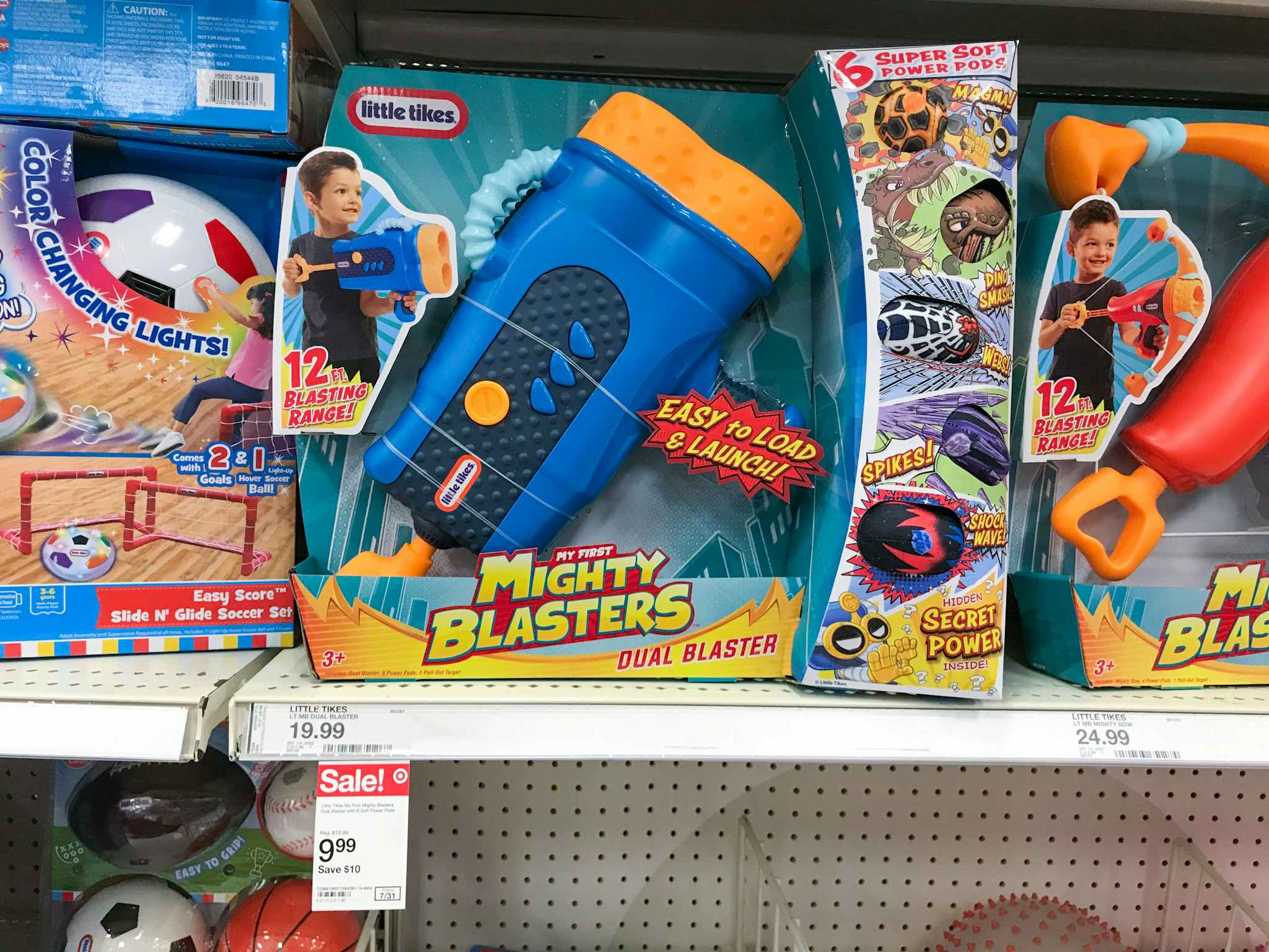 little tikes mighty blasters on a target shelf