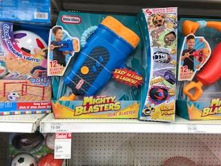 little tikes mighty blasters on a target shelf