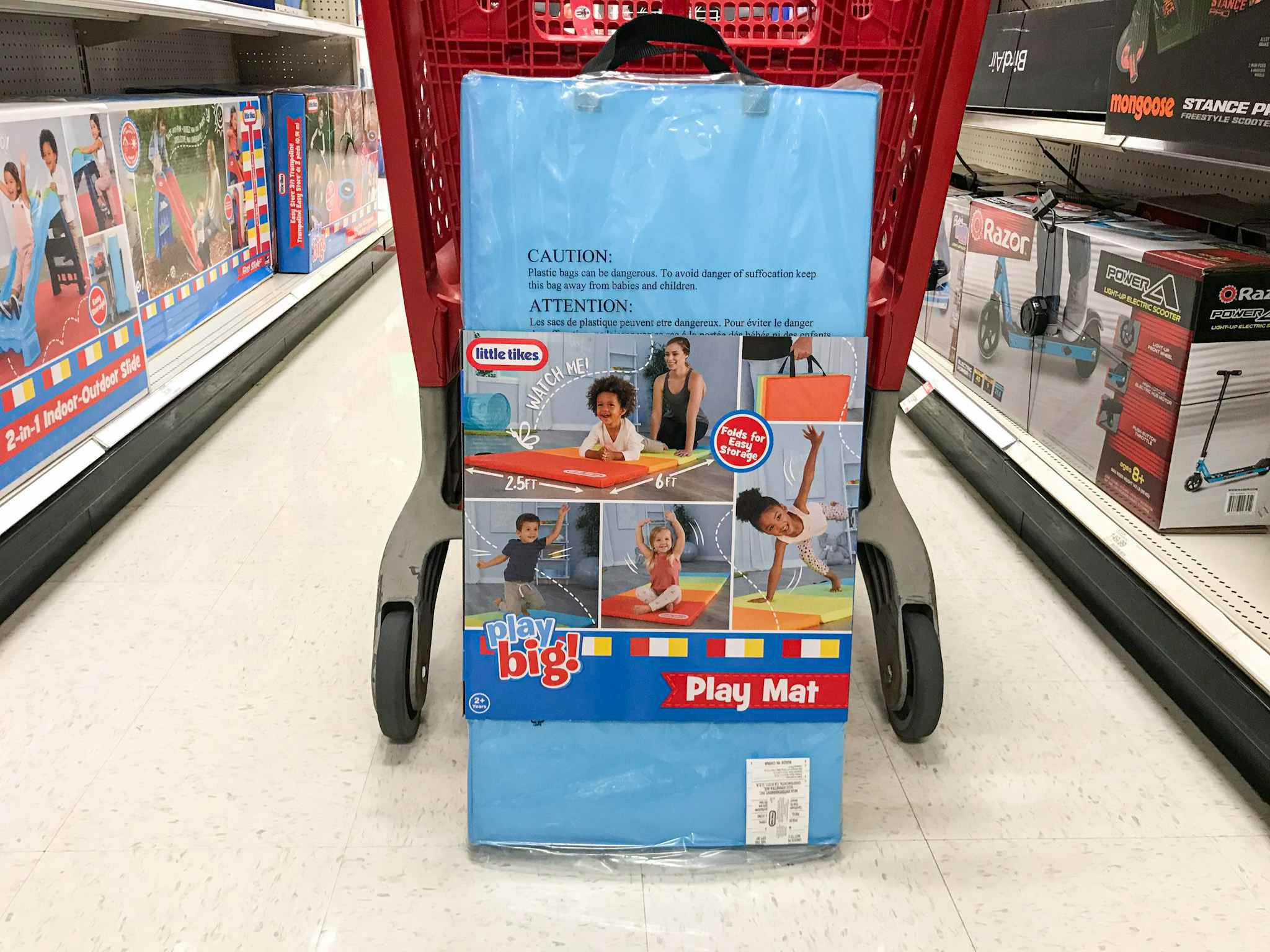 little tikes play mat in front of a target cart