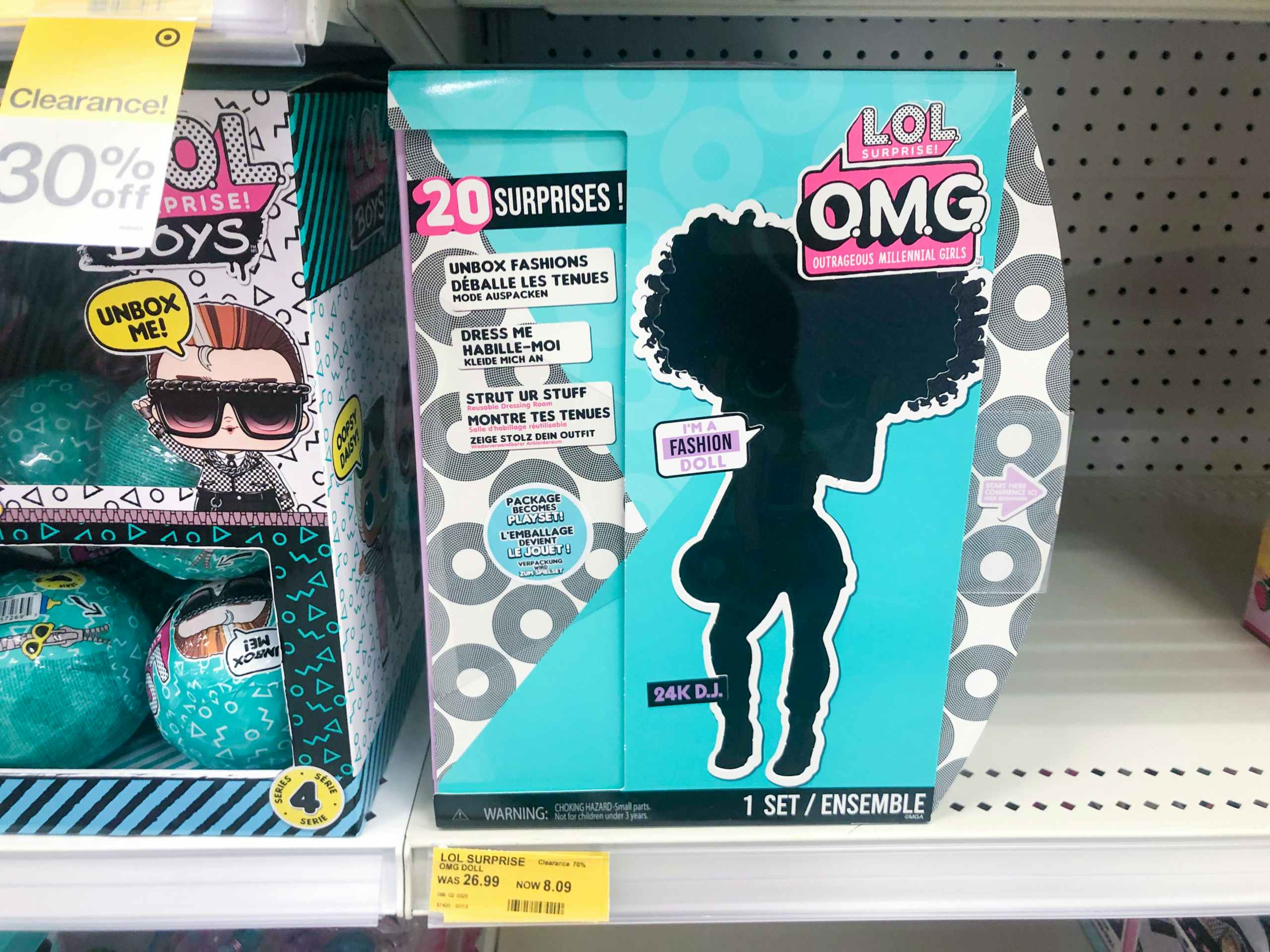 Target toy clearance on store shelf