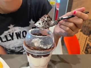 person eating mcdoalds mcflurry