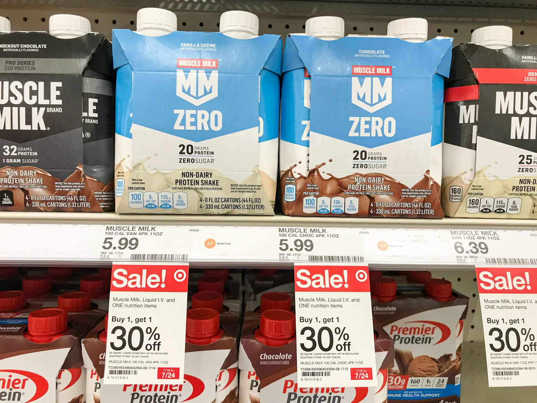 muscle milk protein shakes on a target shelf