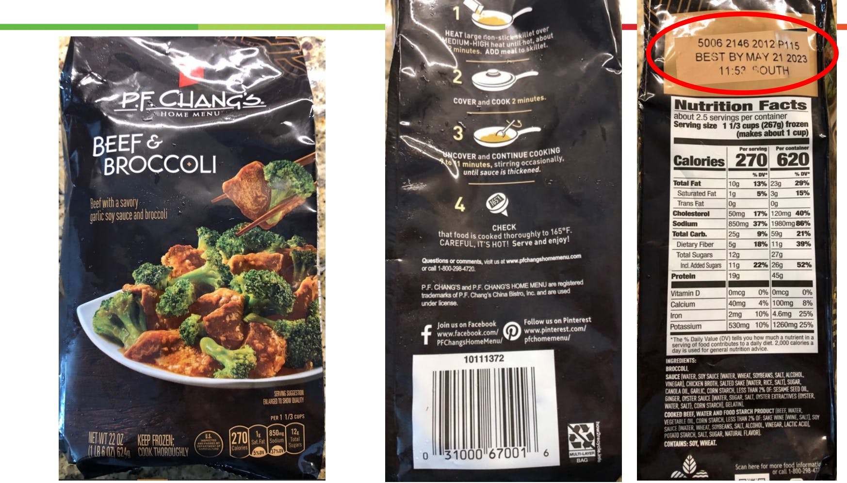 PF Chang's recall of Beef & Broccoli