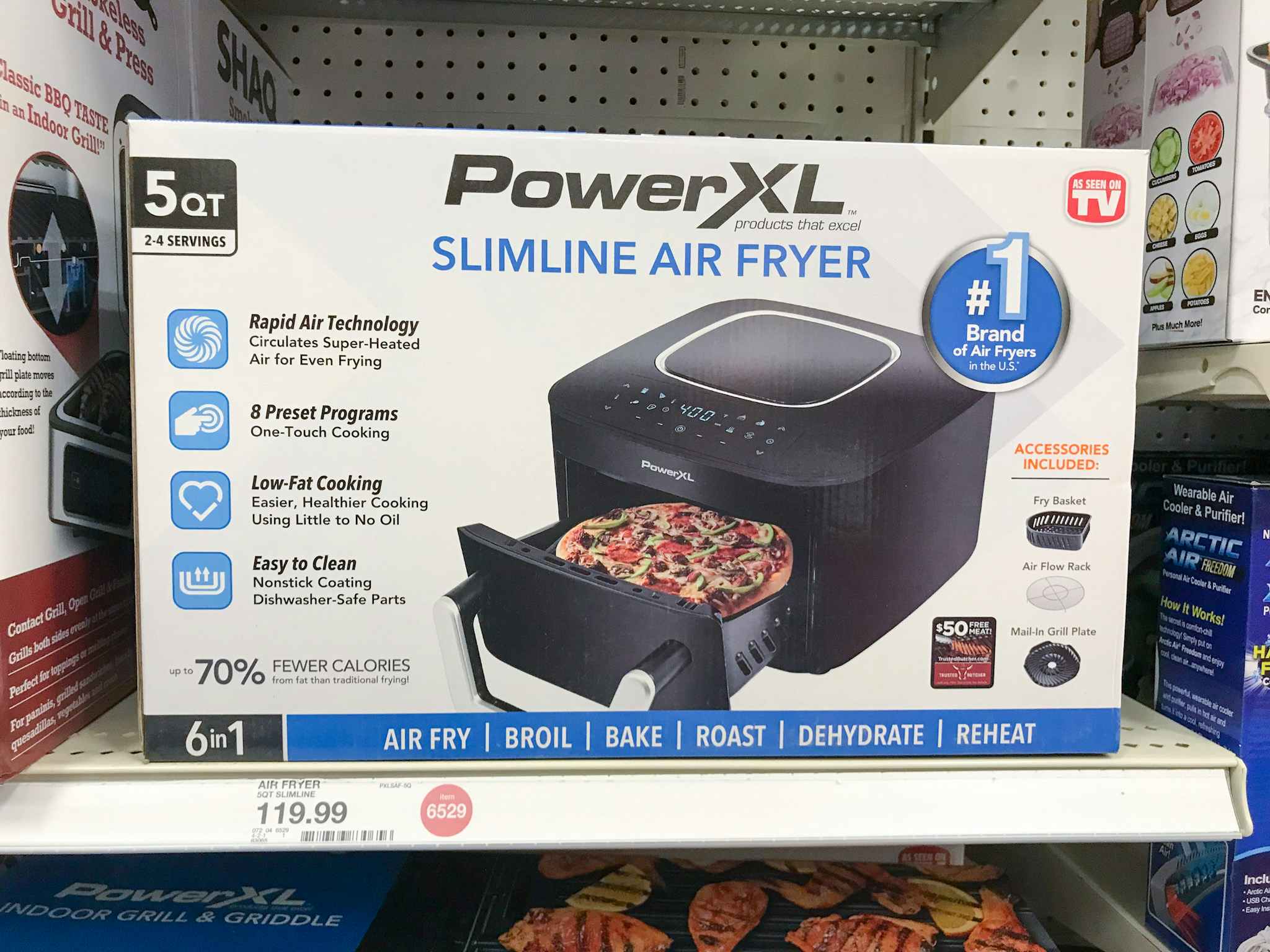 powerxl slimline 5-quart air fryer on a target shelf