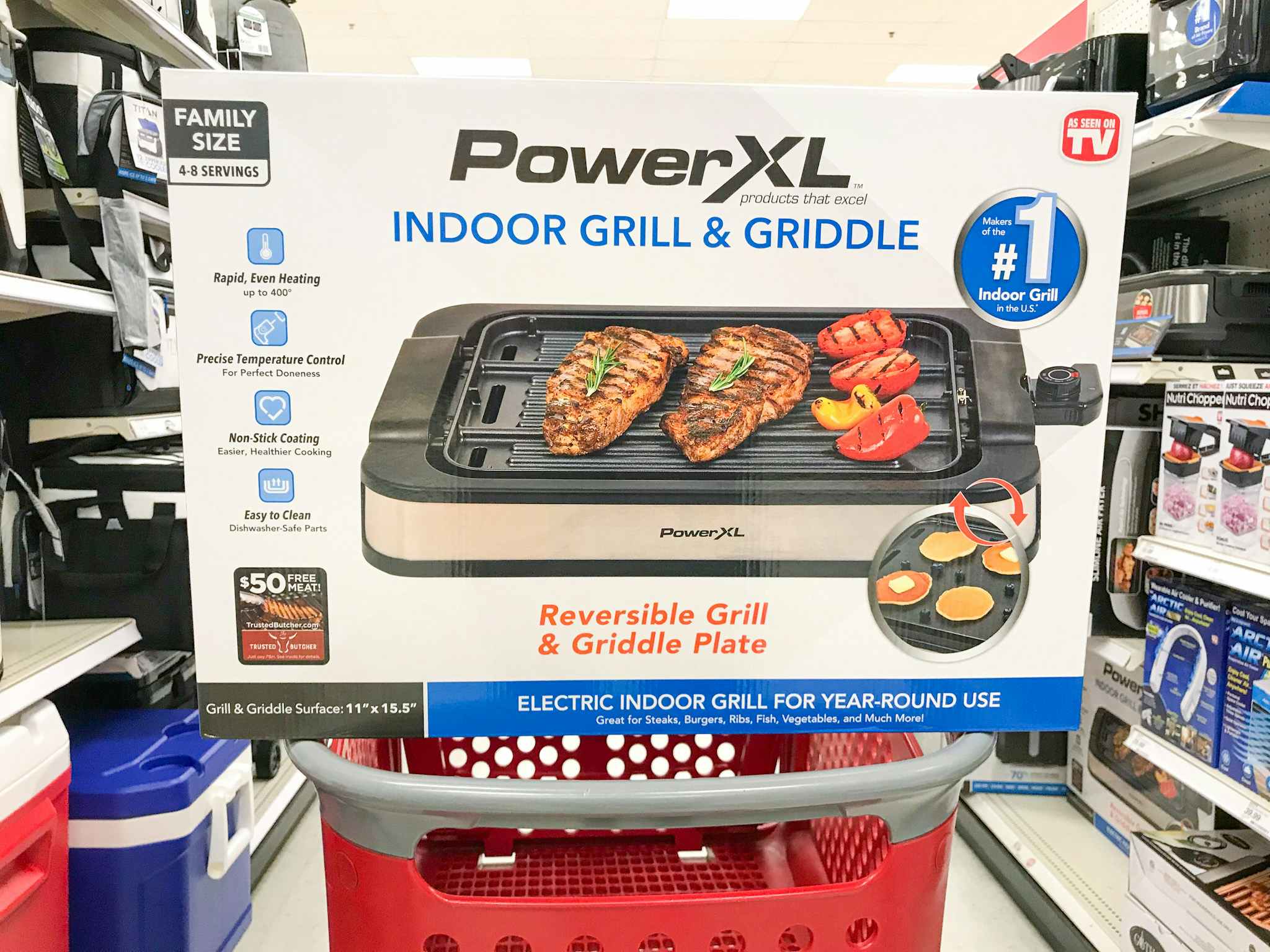 powerxl indoor grill on a target cart