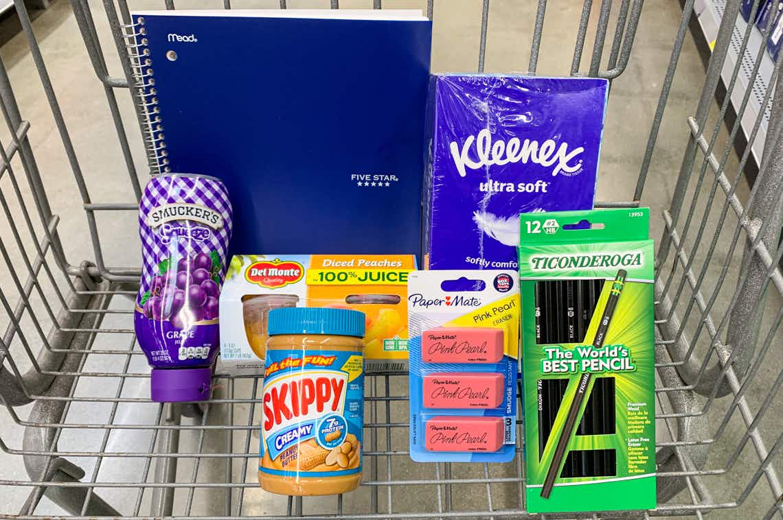 selection of products in a shopping cart