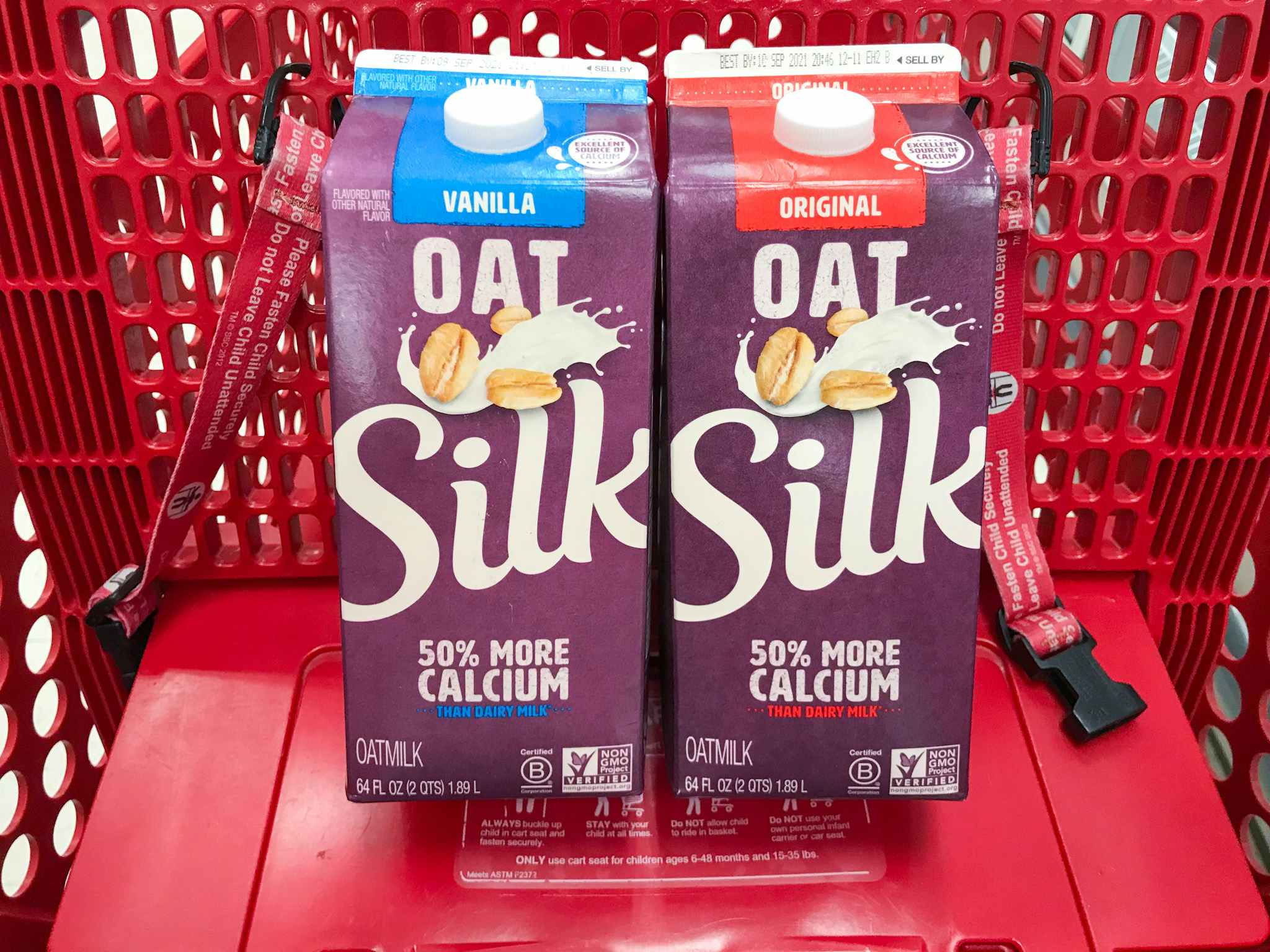 silk oatmilk in a target cart