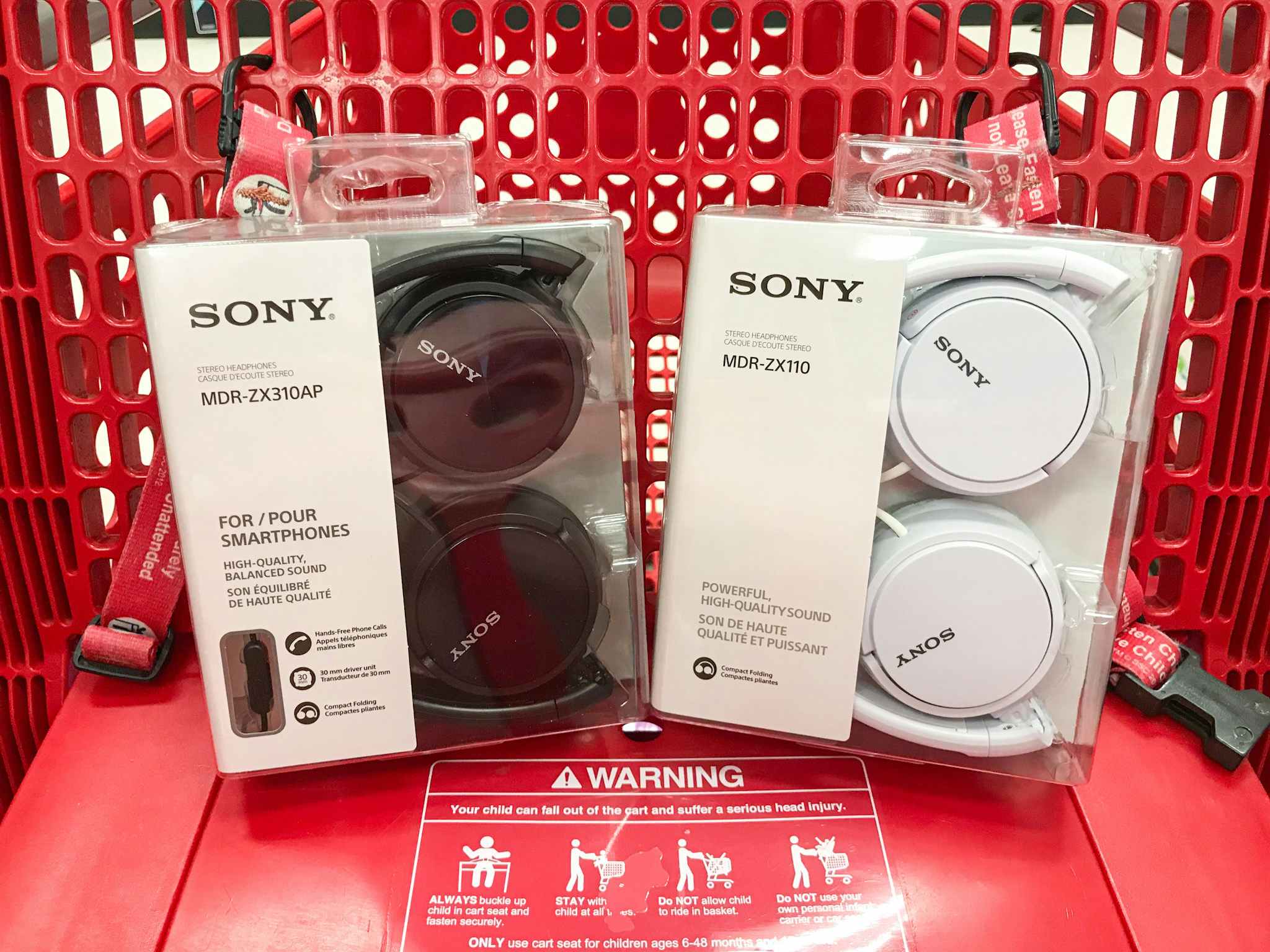 sony headphones in a target cart