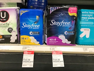 stayfree pads on a target shelf