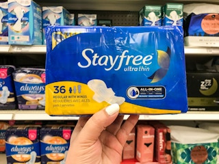 hand holding stayfree pads at target