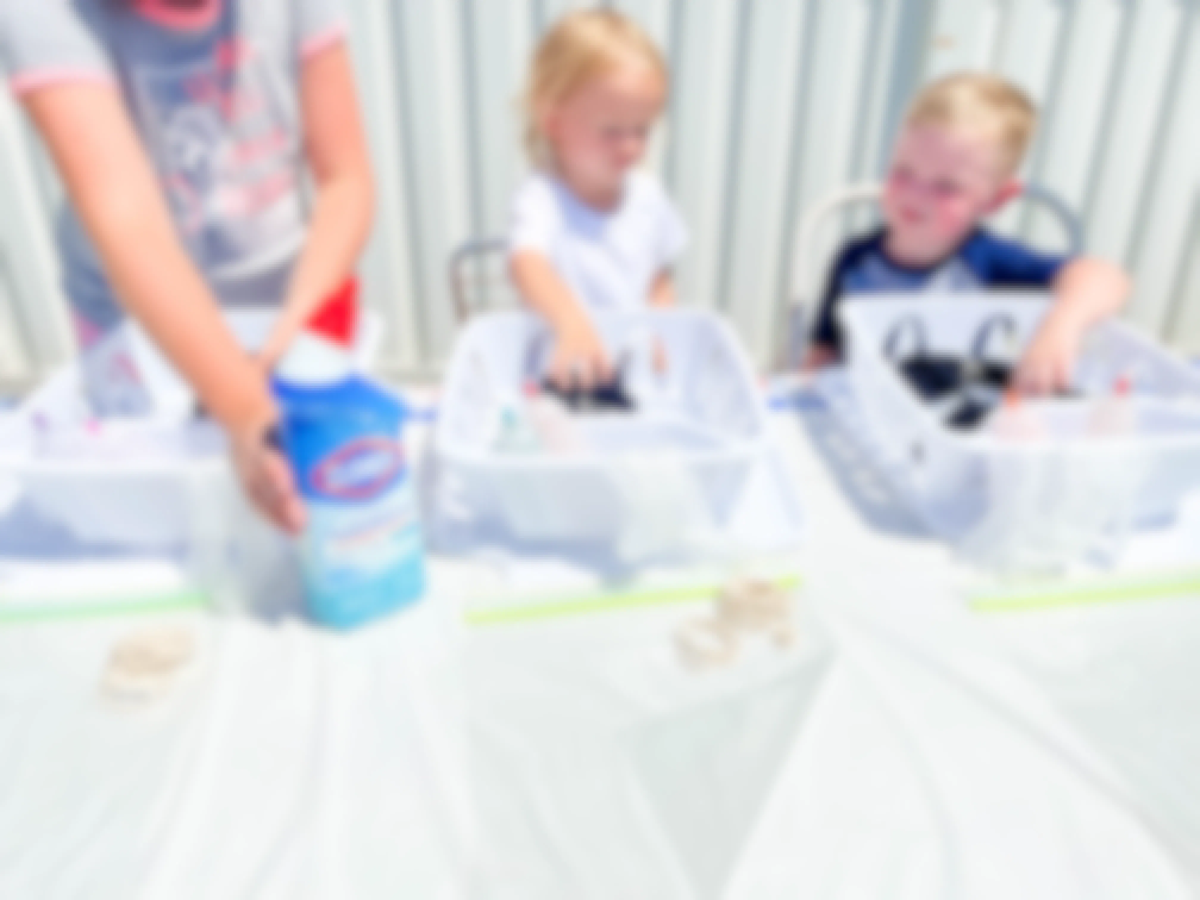 kids bleach tie dying with dollar store supplies