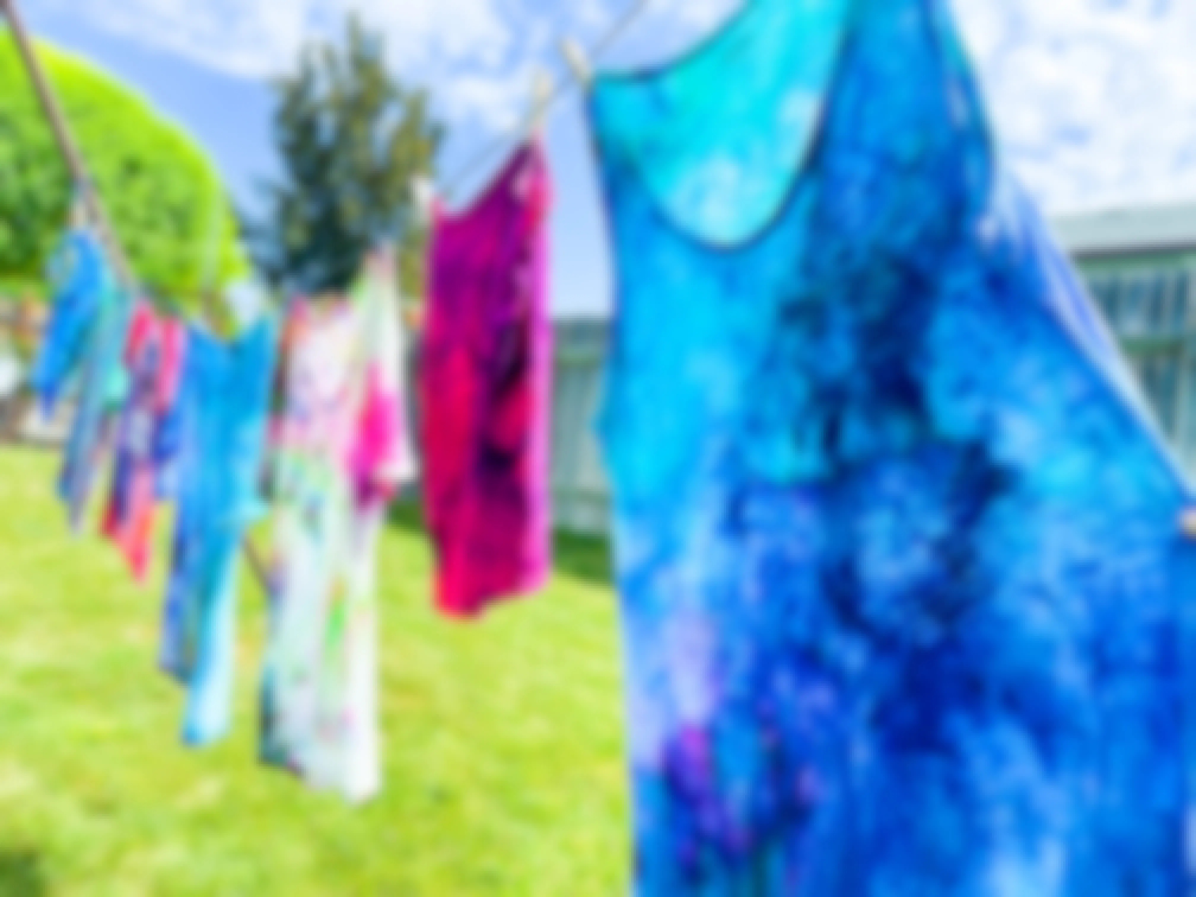 tie dye tops on clothesline
