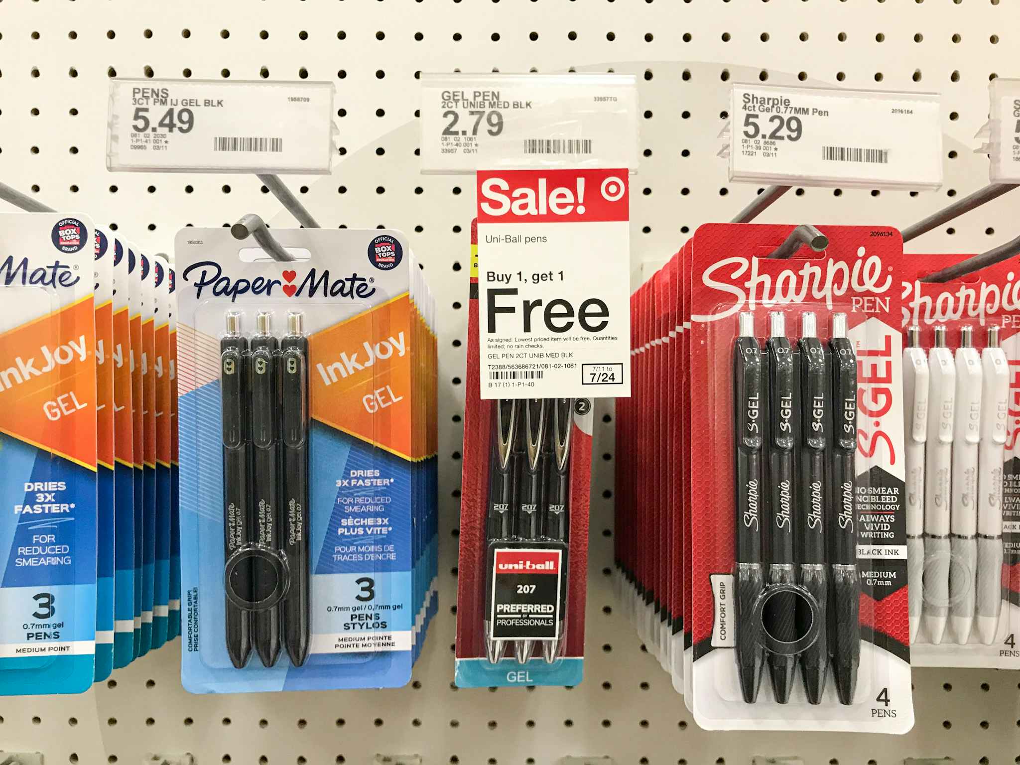 uni-ball pens on a target shelf