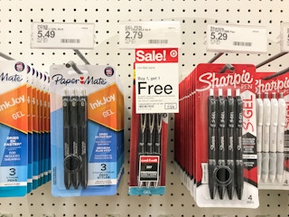 uni-ball pens on a target shelf