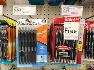 uni-ball pens on a target shelf