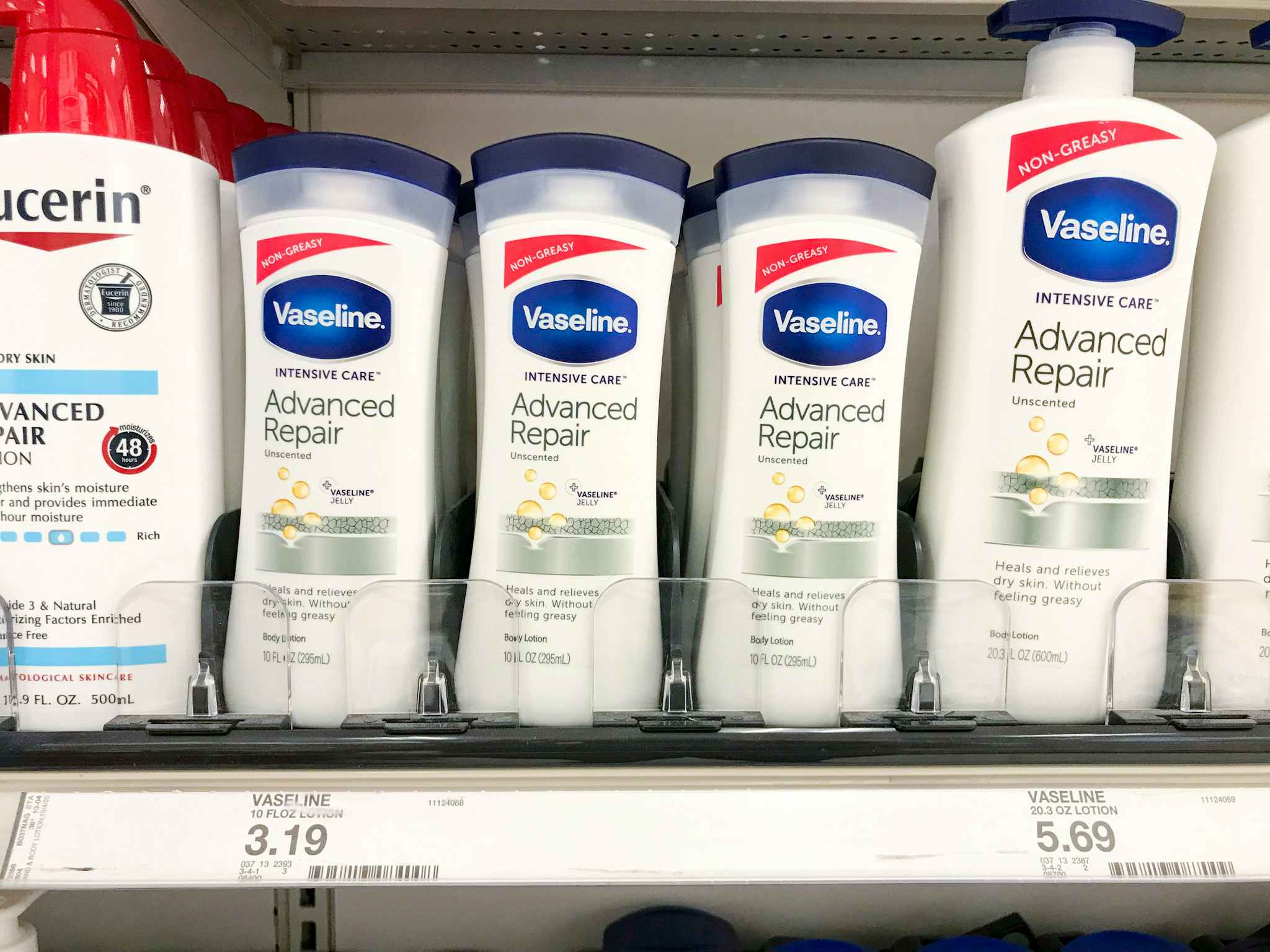 vaseline lotion on a target shelf