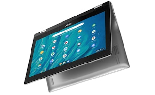 stock photo of acre chromebook spin on white back ground