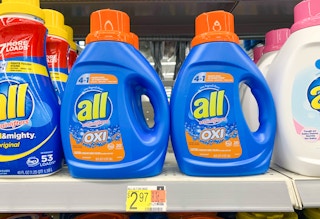 all oxi liquid laundry detergent on walmart shelf