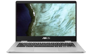 stock photo of asus chromebook on white background