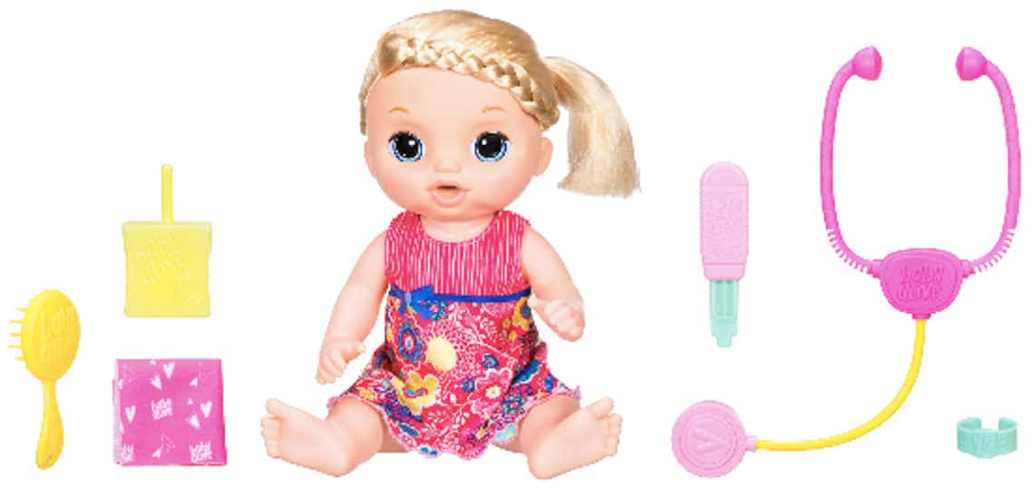 stock photo of Baby Alive Sweet Tears Blonde Hair Baby Doll on white background