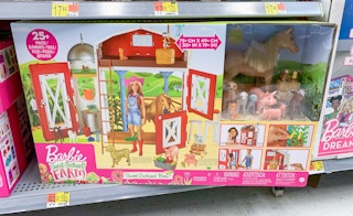 barbie sweet orchard farms barn playset on walmart shelf