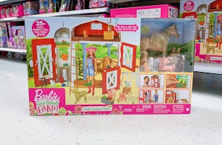 barbie sweet orchard farms barn playset on walmart floor in toy aisle
