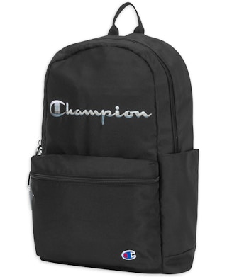 stock photo of champion blue and black billboard backpack on white background