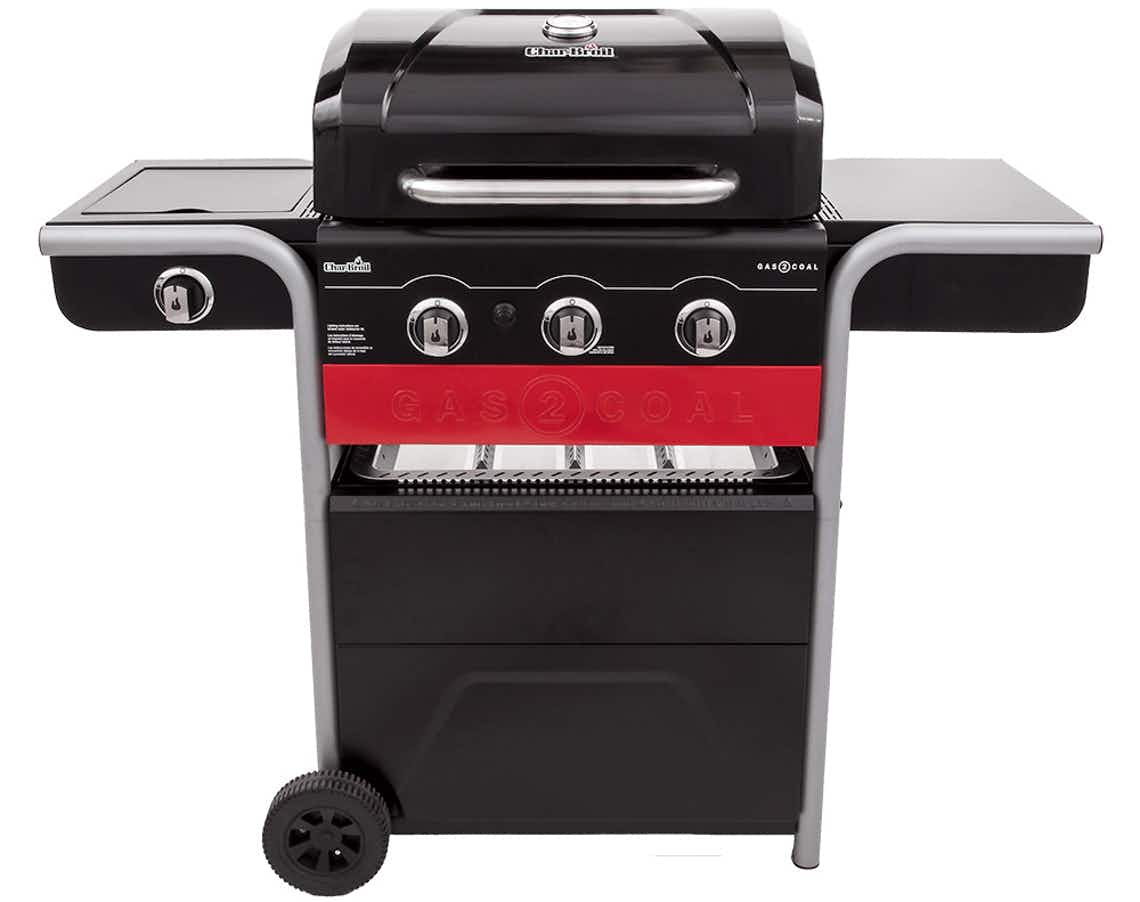 stock photo of Char-Broil Gas2Coal Gas & Charcoal Outdoor Combination Grill on white background