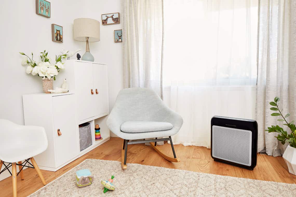 stock photo of conway airmega air purifier staged in a room