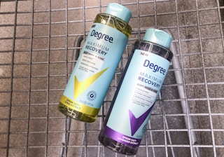 two bottles of degree womens maximum recovery body wash in walmart cart