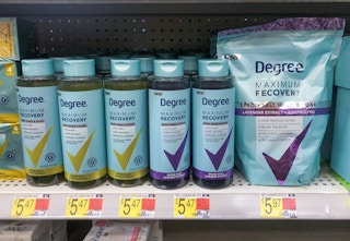 degree maximum recovery body wash on walmart shelf